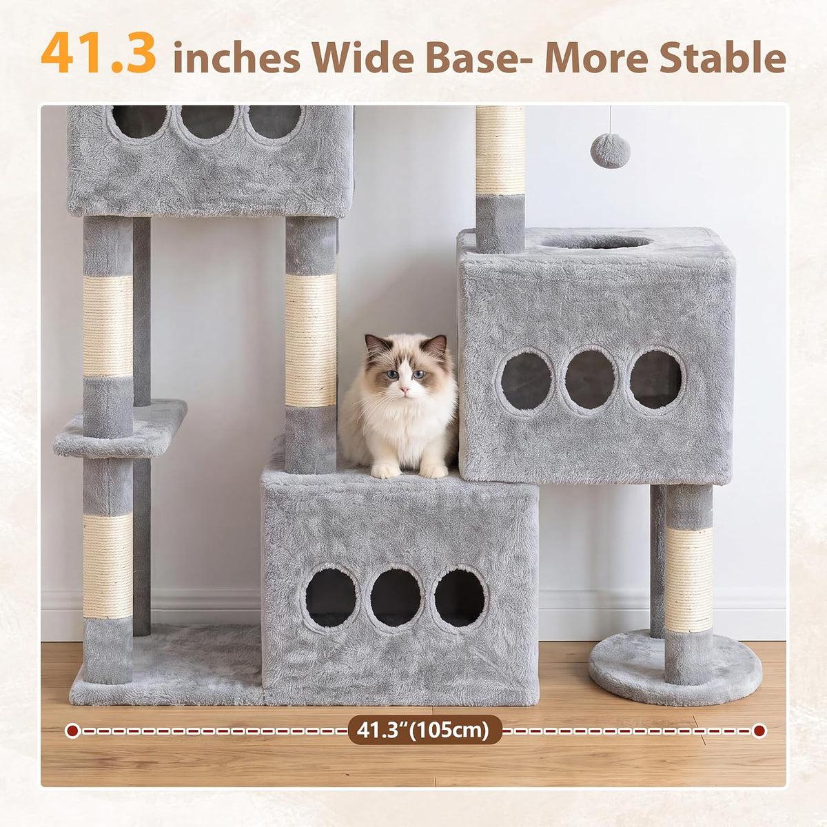 Gitelsnour Sturdy Cat Tree Tower, 3 XXL Condos for Large Adult Cats GCT036W