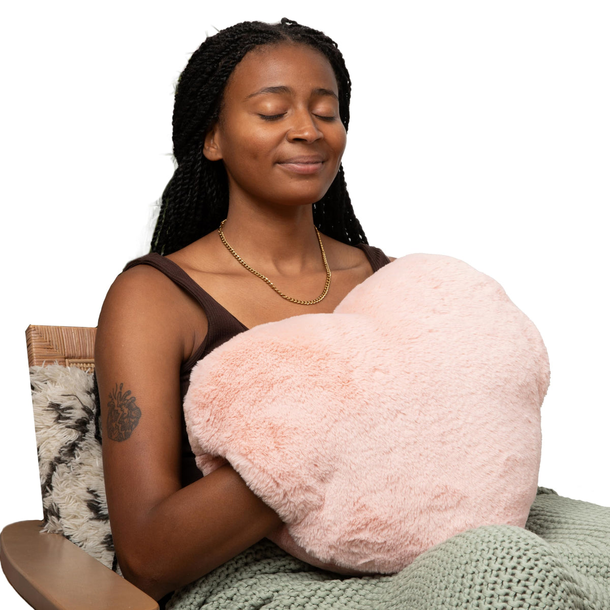 HUGIMALS Super Sized Heart to Hug Pillow in Sage | 8 lb Weighted Soft Heart Shaped Sensory Pillow | for Self-Care, Relaxation, Sleep with Cozy Hand Pocket - Thoughtful Gift for Adults, Teens