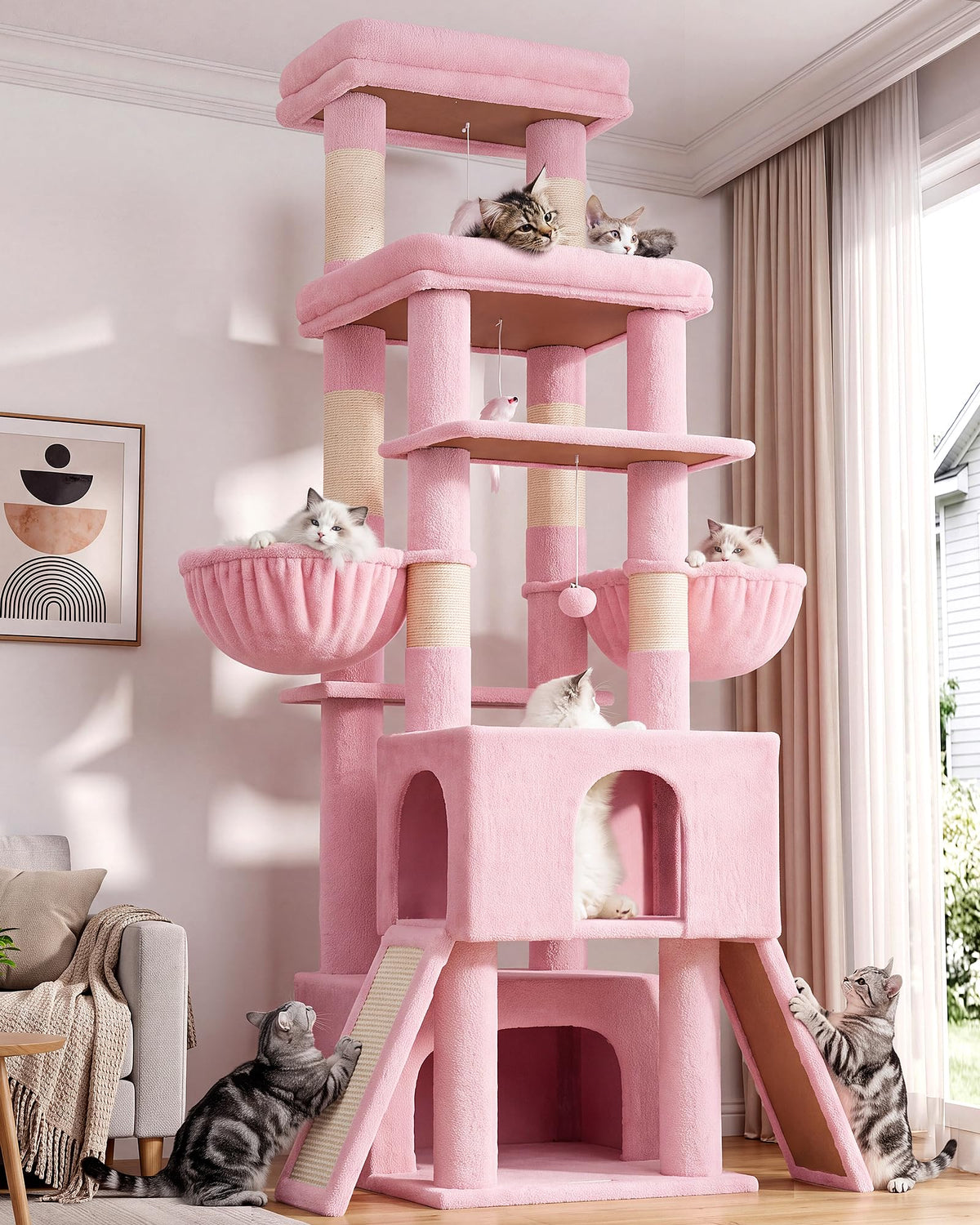 Globlazer Z78 Heavy Duty Cat Tree for 20lbs Large Adult Cats, Beige