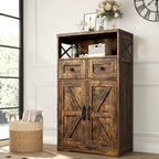 Farmhouse Storage Cabinet with Drawers, Small Kitchen Pantry Cabinet, White