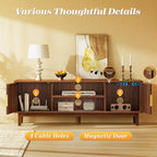 PRAISUN 54 Inch Fluted TV Stand for TVs Up to 55, 60 Inch, Mid Century Modern Entertainment Center with Storage, TV Console with Adjustable Shelves, Media Console for Living Room Bedroom, Brown
