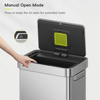 EKO Deluxe Mirage-T 50 Liter / 13.2 Gallon Touchless Rectangular Motion Sensor Trash Can or Recycling Bin, Matte Stainless Steel Finish