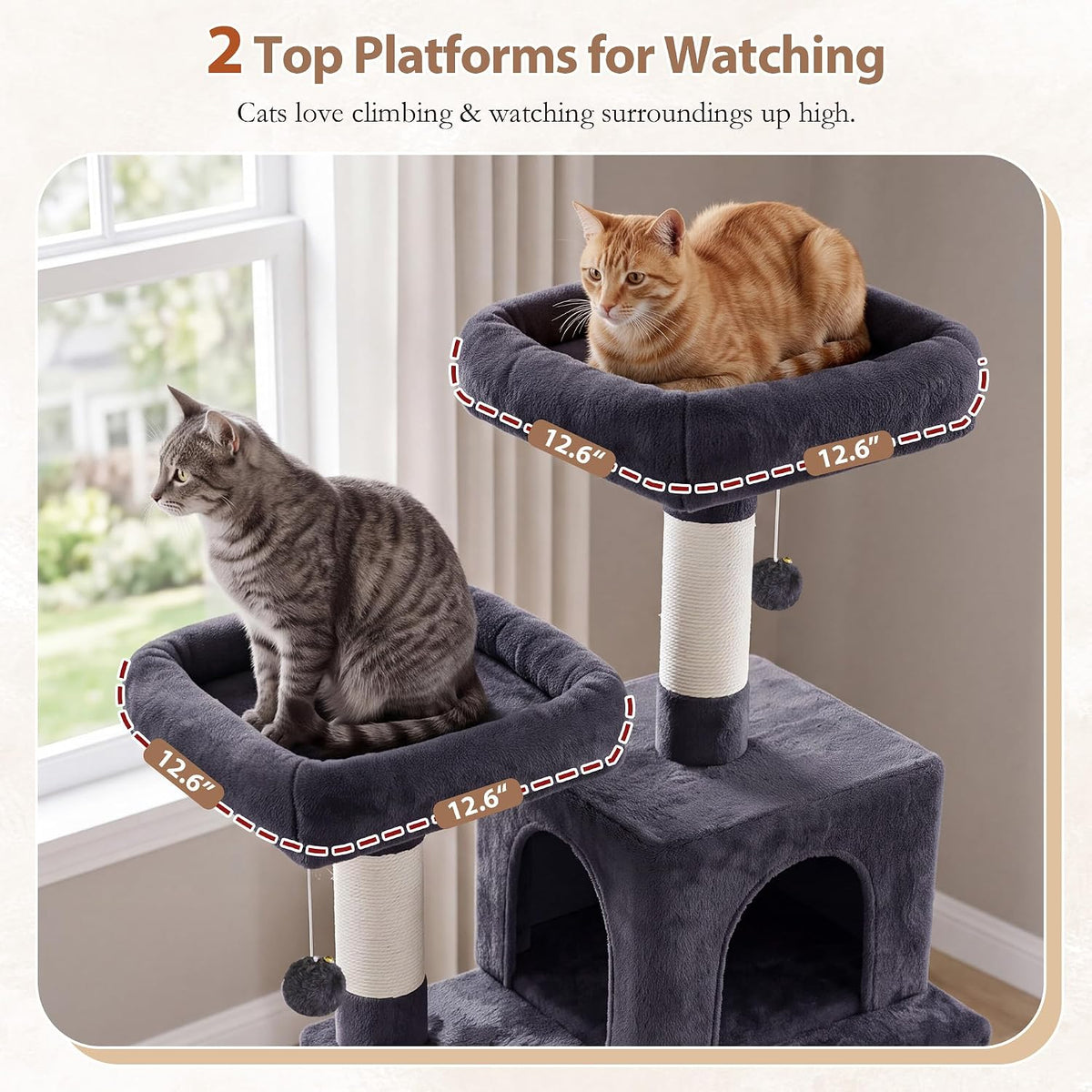 Gitelsnour Cat Tree, 71'' Tower for Large Cat with Scratching Post, GCT032G