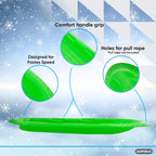 Superio Toboggan Snow Sleds for Kids and Adults, 2 Pack Heavy Duty Plastic Sliders with Handles and Hole for Pull Ropes- Kid and Adult Winter Fun