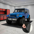 FLEXIMOUNTS 17x8 Ft Extra Large Garage Floor Mat - Waterproof Oil Absorbent Surface, Stay-in-Place Garage Flooring Roll for Under Car (Includes Double Sided Tape)