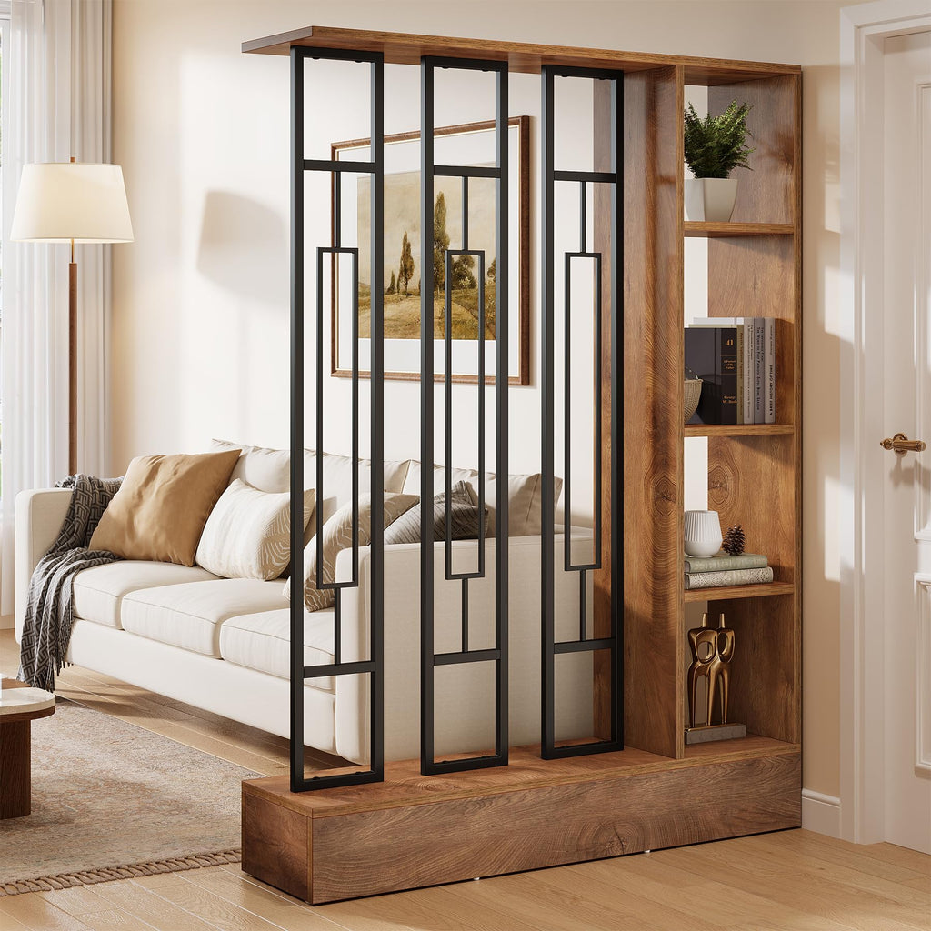 Tribesigns Room Divider with Shelves, 71" Freestanding Storage Room Divider
