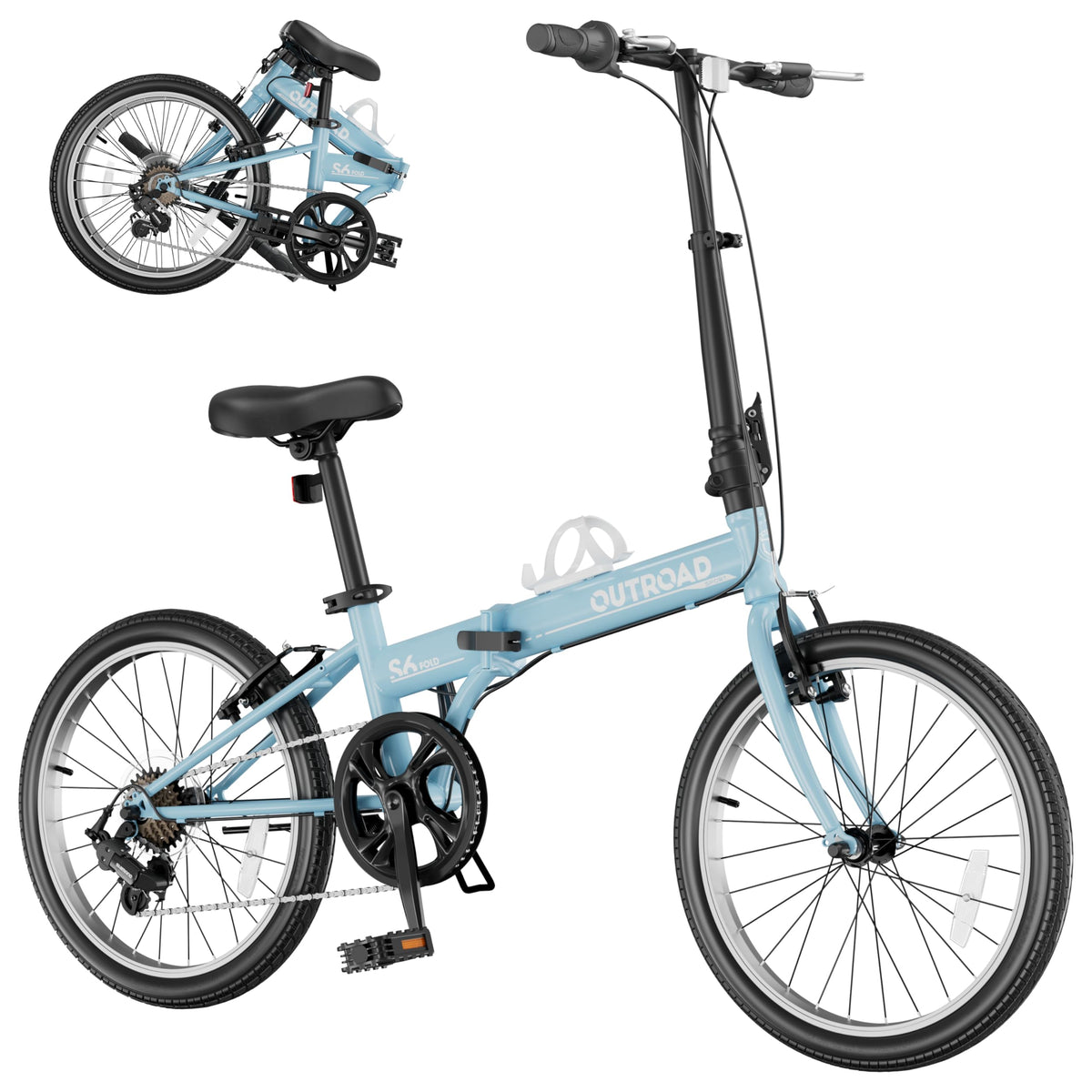 20 inch Folding Bike, Foldable Bicycle for Adults with 7 Speed Derailleur, Lightweight Collapsible Bicycle for City Commuting, Fold Up Bike Men Women Teenagers