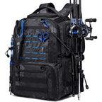 Fishing Backpack, Multi-pocket Tackle Backpack with 2 Rod Holders