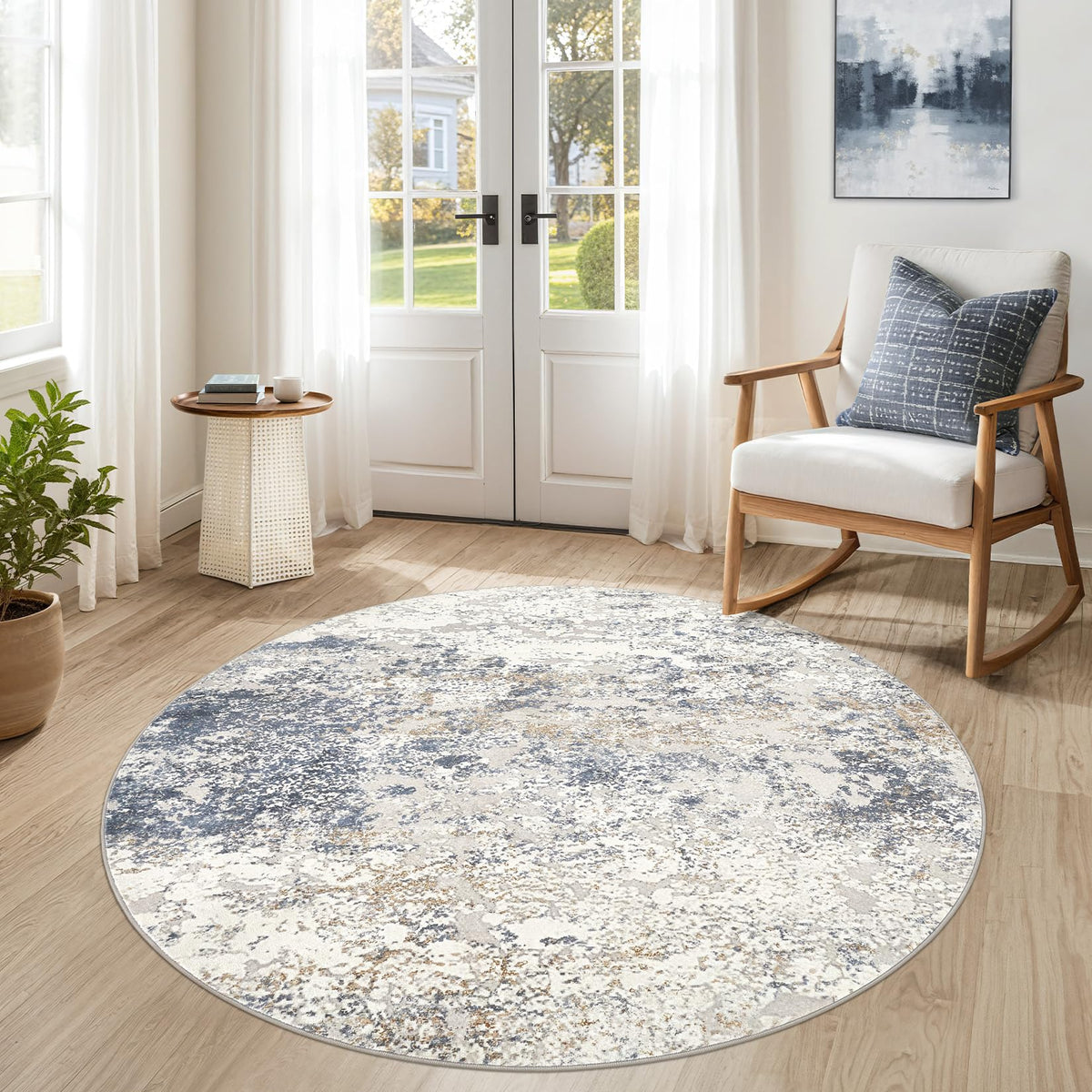 DMOYEST Area Rug Living Room Rugs 9x12 Washable Abstract Grey Carpet