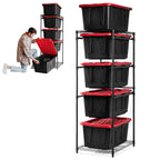 CleverMade 27 Gallon Tote Storage Rack, 10-Bin Double Tower, 500 lb, Black