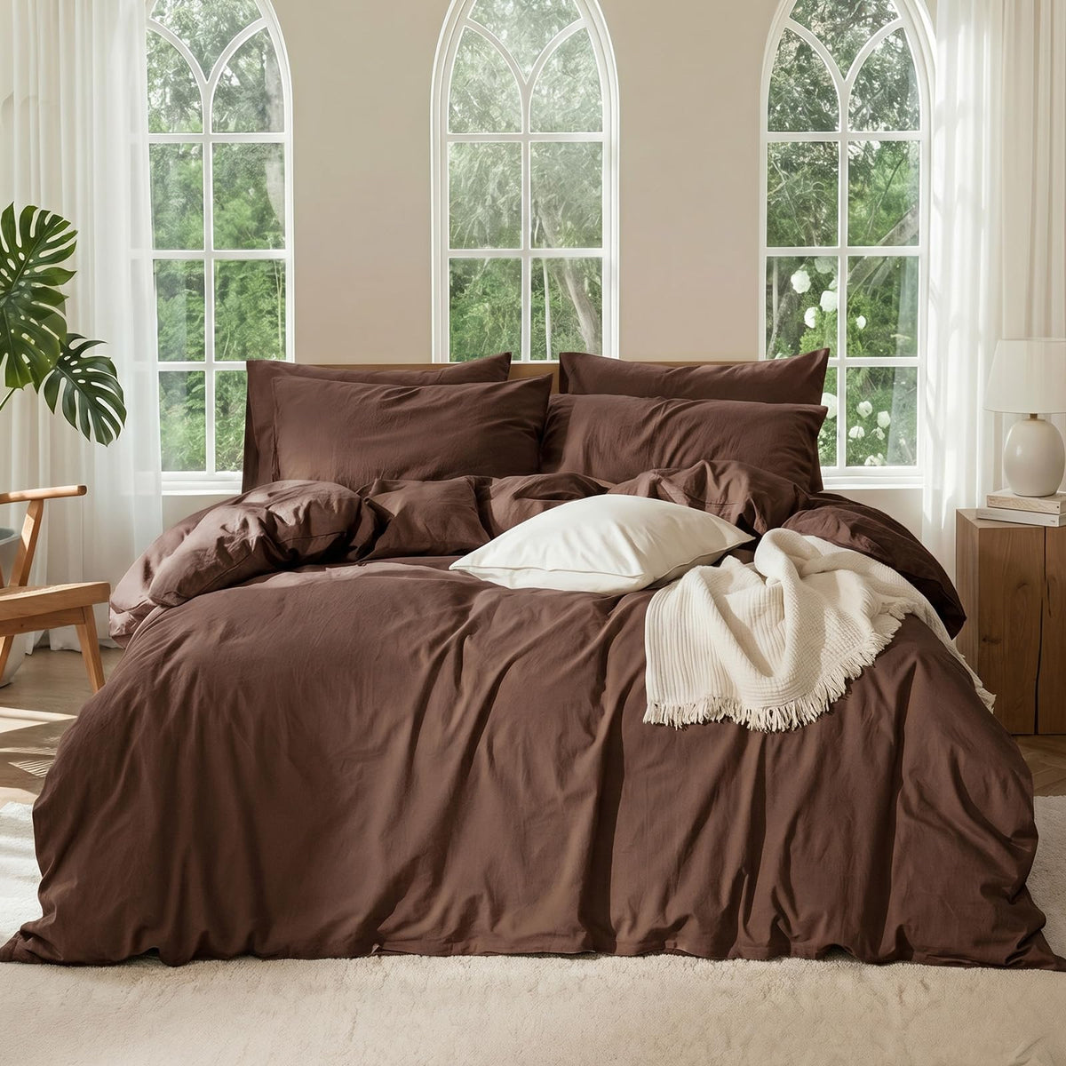 100% Linen Duvet Cover, Soft 3pcs Bedding Set with Zipper Closure, Natural Texture, Breathable for Hot Sleeper,Comforter Not Included(Flax Linen,Queen(90 * 90))