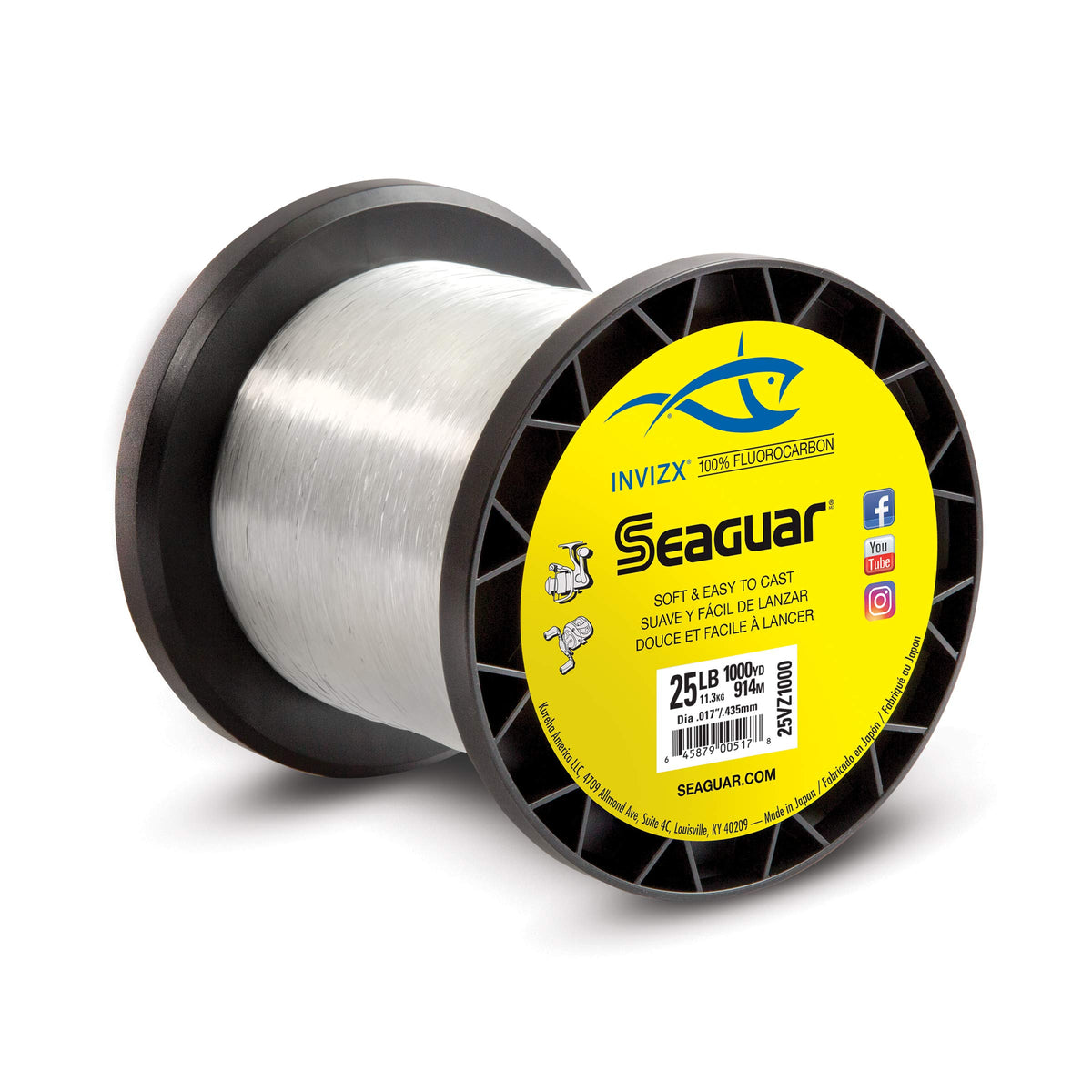 Seaguar InvizX Multi-Species Fishing Line for Casting, Live Bait, Freshwater, 100% Fluorocarbon, Clear, Multiple Sizes