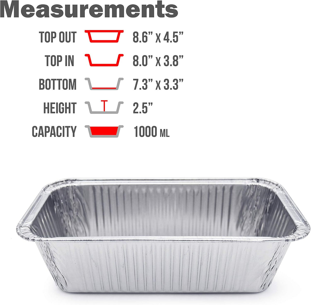 (600 Pack) Premium 2-LB Bread Loaf Baking Pans - 8.5" x 4.5" x 2.5" l Heavy Duty l Disposable Aluminum Foil Tins for Cakes Meatloaf Lasagna