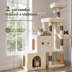 Hey-brother Cat Tree Tower with Steped Climbing Condos, Platforms, MPJ061MJ