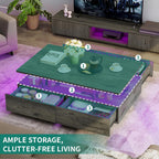 YITAHOME LED Farmhouse Coffee Table with 4 Drawers & Storage, Grey