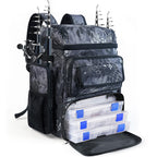 Fishing Tackle Backpack With Rod Holders,45L Large Tackle Bag & Fishing Tackle Backpack for Fishing,Camping, Hiking,Camouflage Blue