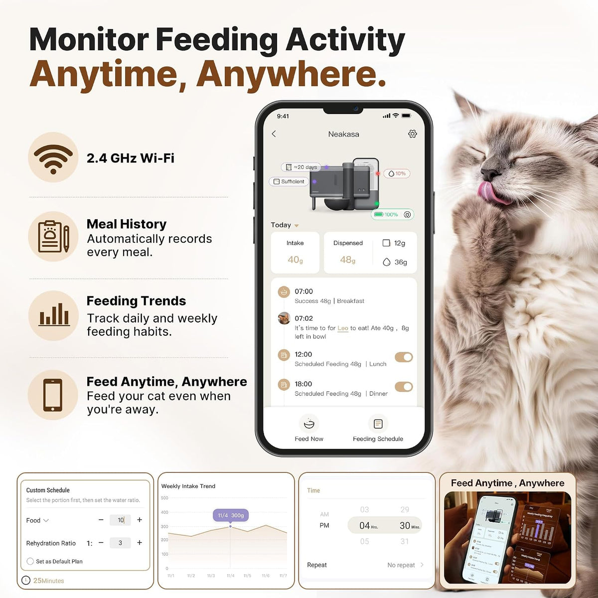 Neakasa Riko Automatic Wet Food Cat Feeder for Freeze-Dried Cat Food, Grey