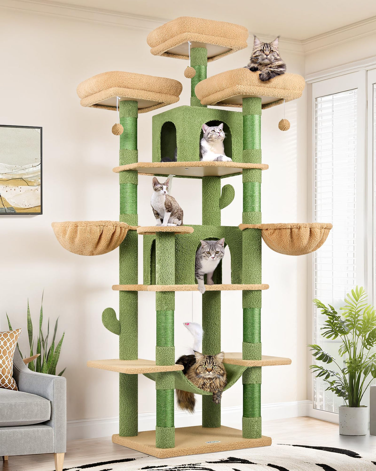 Globlazer Big XXL Cat Tower for Indoor Multiple Cats, F80, Dark Grey