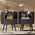 Huuger Nightstand Set of 2 with Charging Station, USB-C Port, End Tables