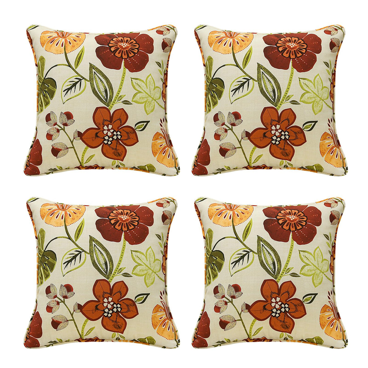 4 Pack Sunbrella Outdoor Water Repellent Throw Pillows 18x18 Inch with Insert, Decorative Square Patio Pillows for Home Garden Couch Balcony, Canvas Camel