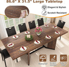 86 in Extendable Dining Table for 6 8 10 People,59"-86" Farmhouse Rectangle Extending Dining Table w/Removable Leaves Space Saving,Wooden Adjustable Tables for Kitchen Office Living Room (Brown)