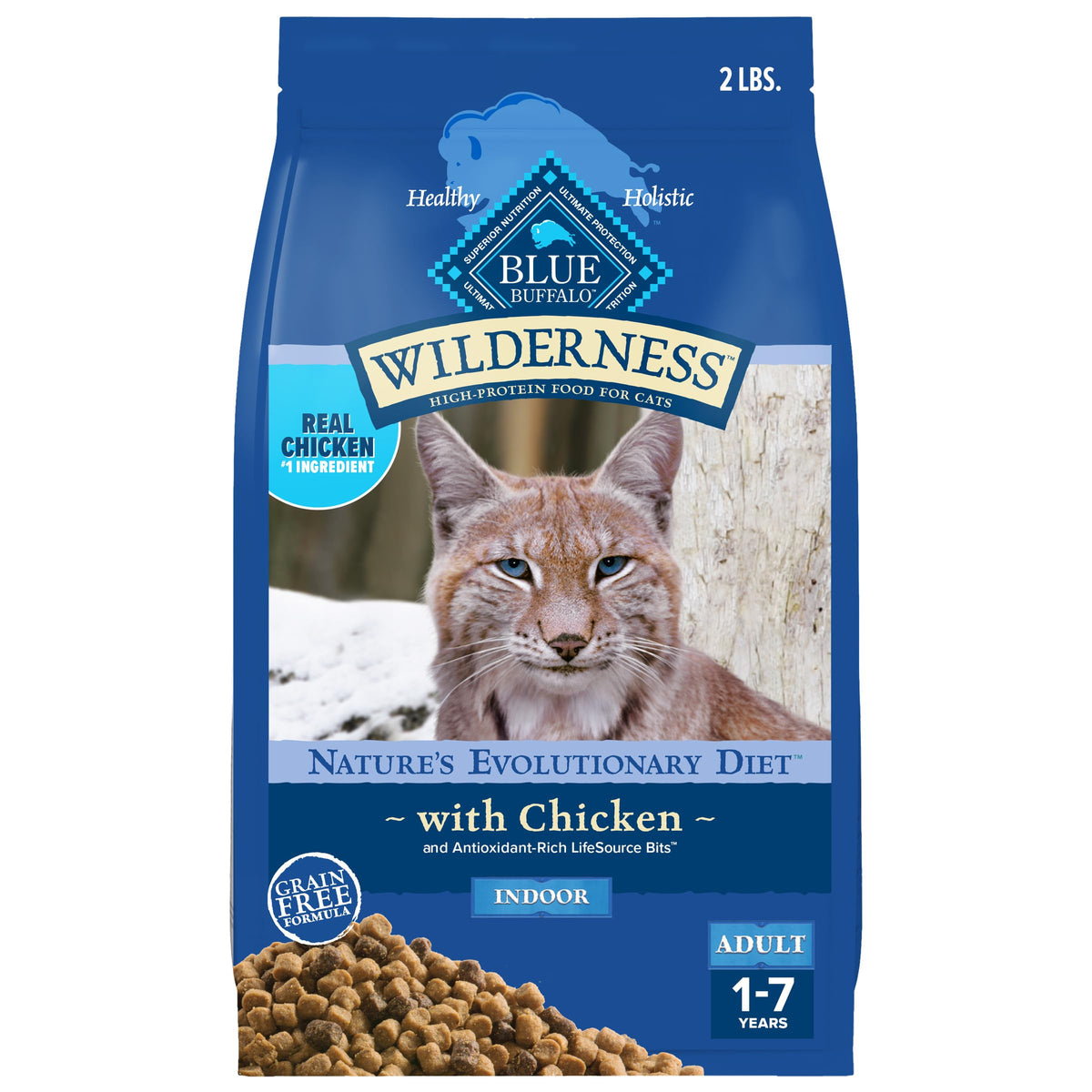 Blue Buffalo Wilderness Chicken Adult Indoor Dry Cat Food, Grain-Free 15 lb