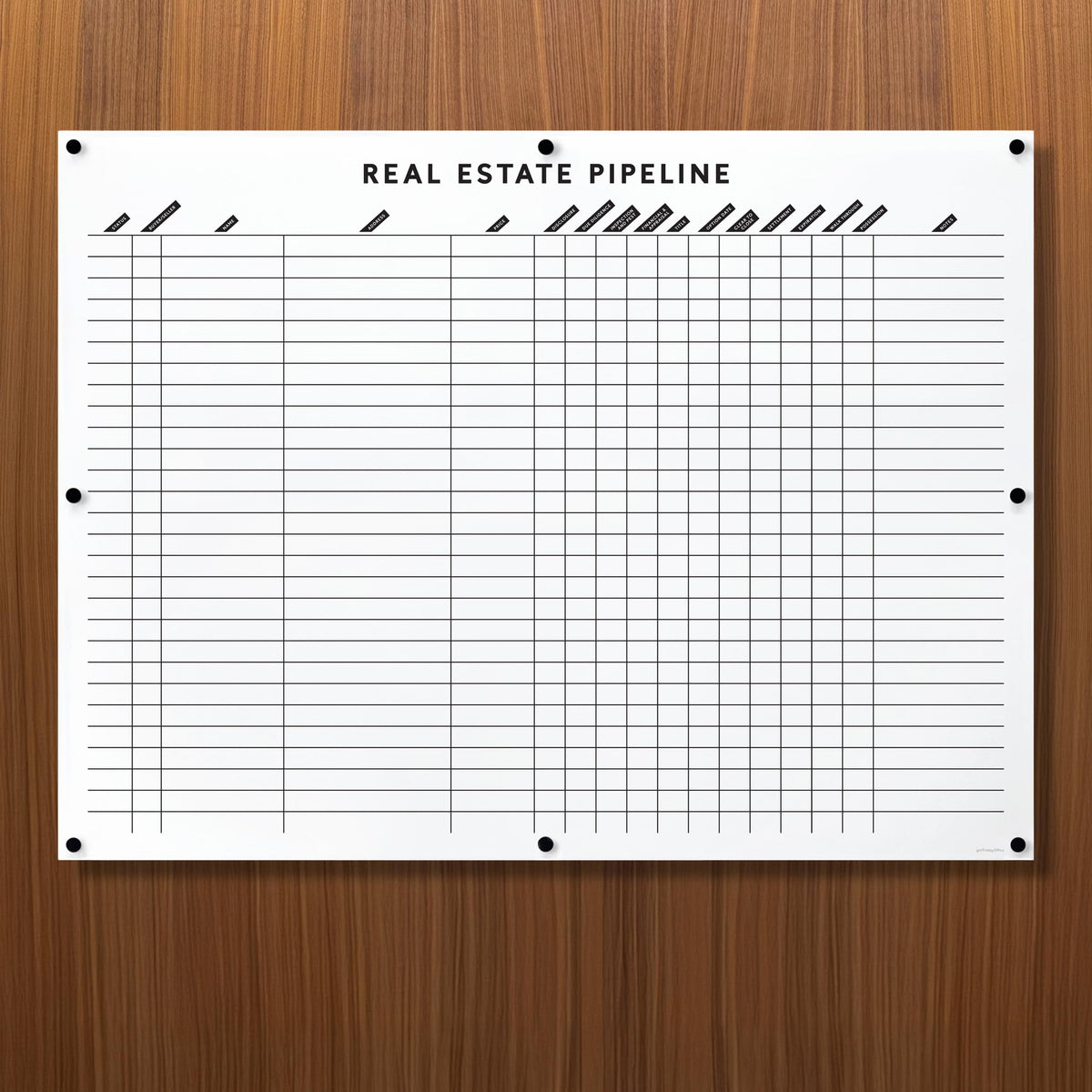 Real Estate Pipeline Board, 31 x 23 Inches, White Acrylic Dry-Erase Deal Tracking Board for Agents, Includes 110 Vinyl Stickers and Mounting Hardware, Made in USA