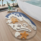 LUMI Beach Bathroom Rug Oval Soft Microfiber Absorbent Bath Mat 30x60