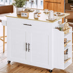 IRONCK Kitchen Island with Storage, Charging Station and Drop Leaf, Black