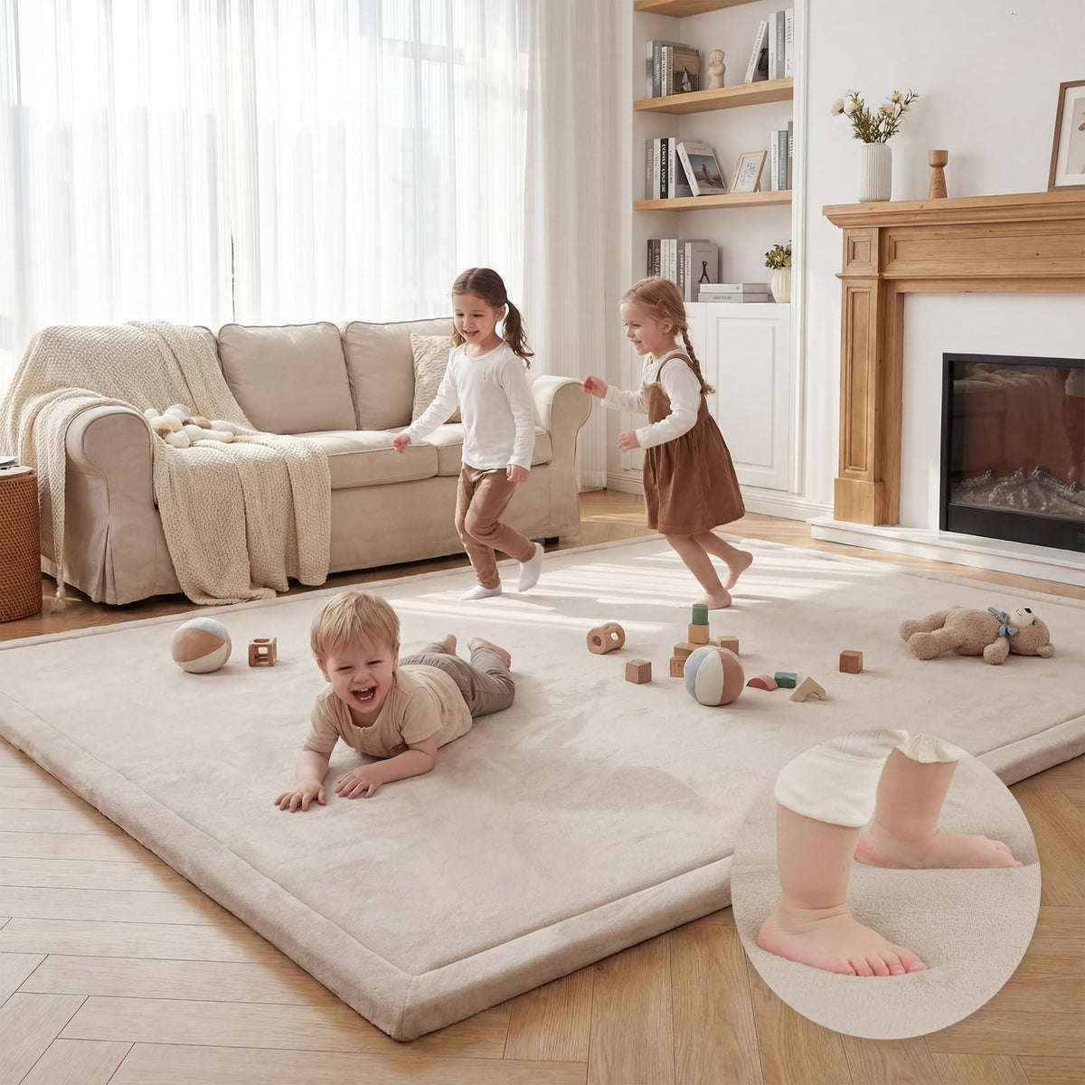 Huloo Sleep Large 1.3" Thick Baby Play Mat for Floor, 79"×59"(Dark Gray)