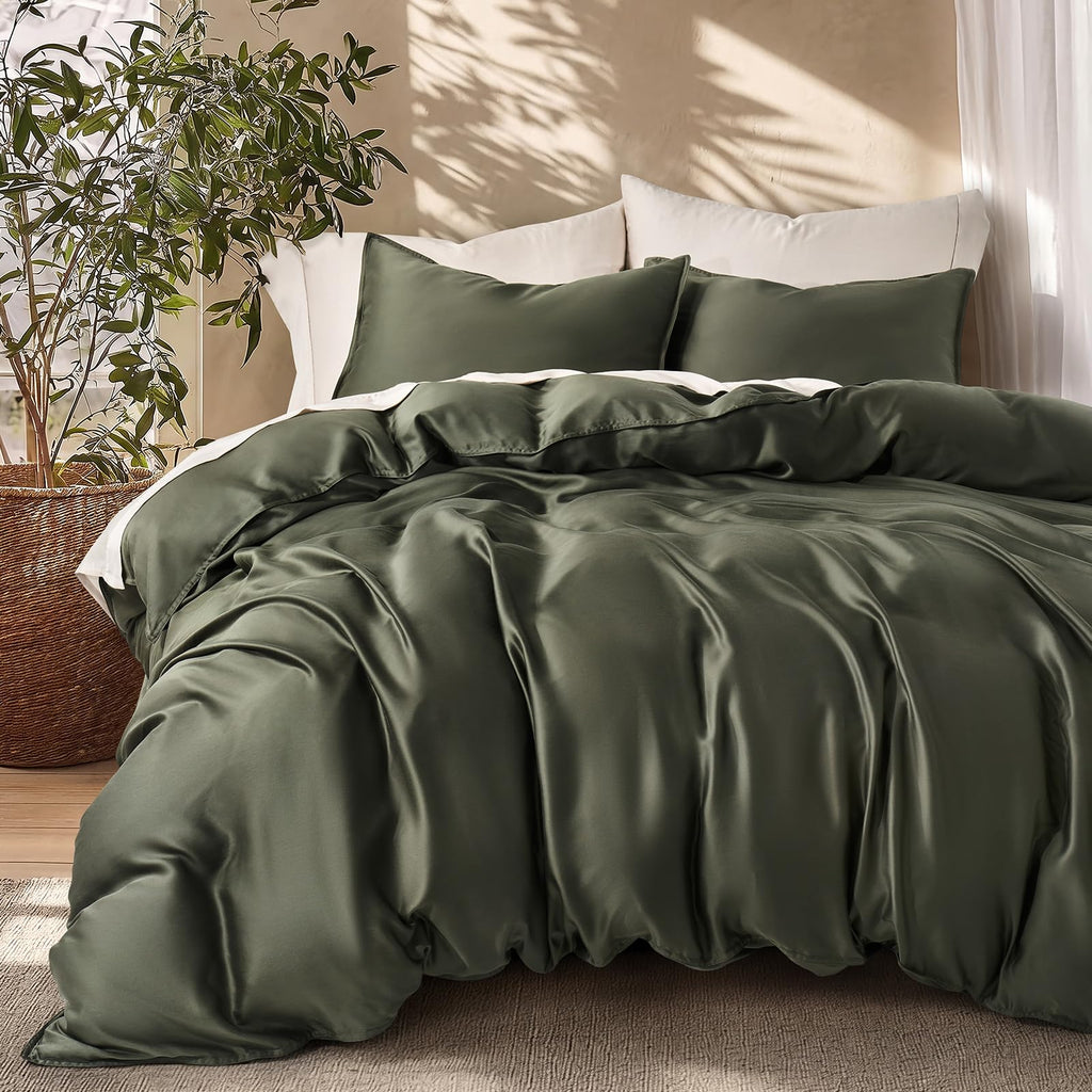 EverGrace Tencel™ Sateen Duvet Cover Set, King Size, Espresso Brown