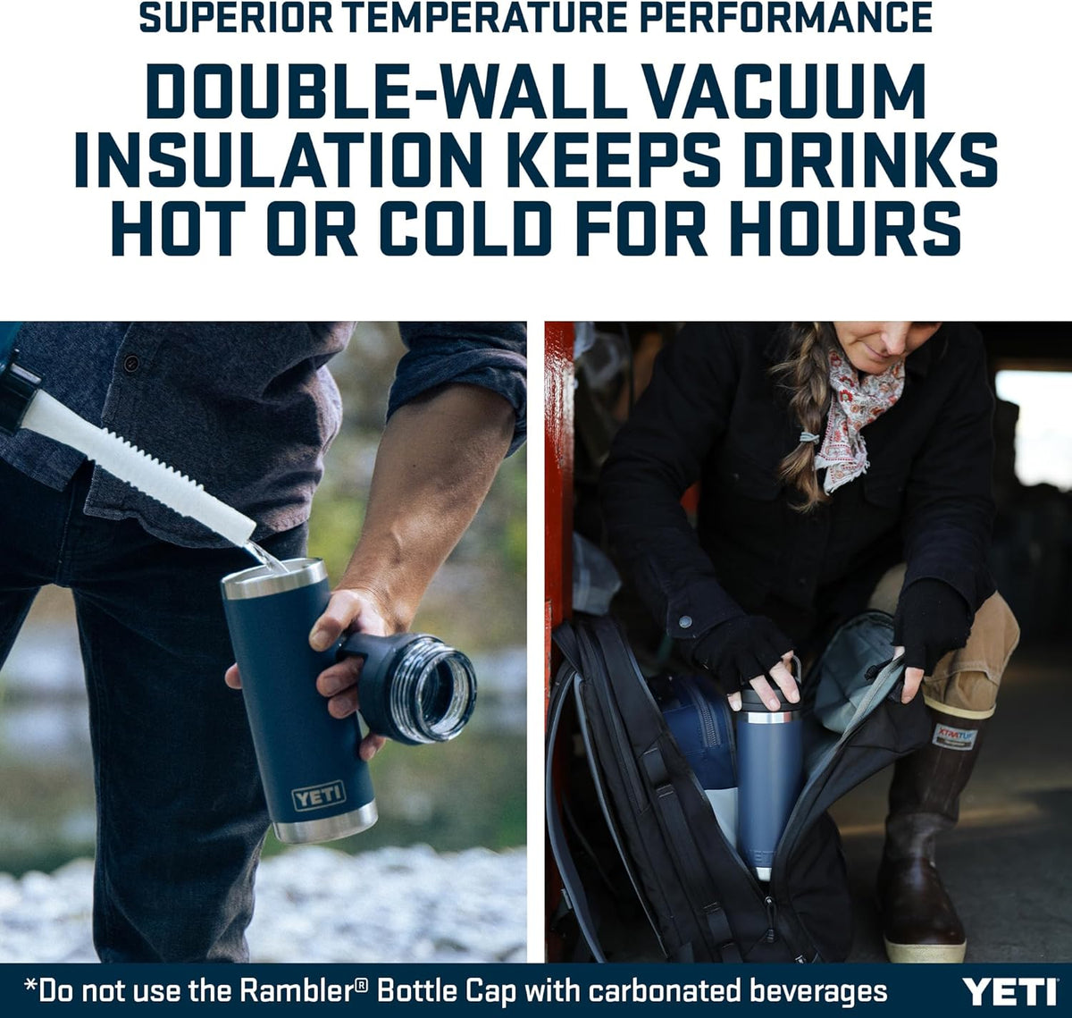 YETI Rambler Bottle Chug, Vacuum Insulated Stainless Steel Bottle with Chug Cap, Wetlands Camo, 18 oz (532 ml)