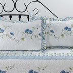 HESTIN 4Pcs Sky Blue Scallop Daybed Cover Set 75"x39" Petunia Embroidery