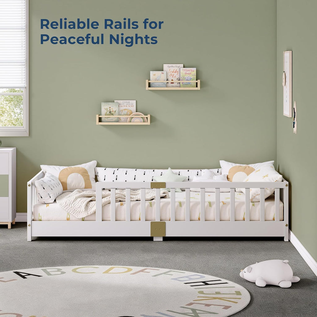 Twin Montessori Floor Bed with Rails