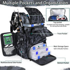 Fishing Tackle Backpack With Rod Holders,45L Large Tackle Bag & Fishing Tackle Backpack for Fishing,Camping, Hiking,Camouflage Blue