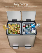 SONGMICS Trash Can, 2 x 8 Gallon (2 x 30 L) Double Compartment