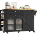 FINETONES 52" Kitchen Island with Storage, Rolling Kitchen Carts on Wheels