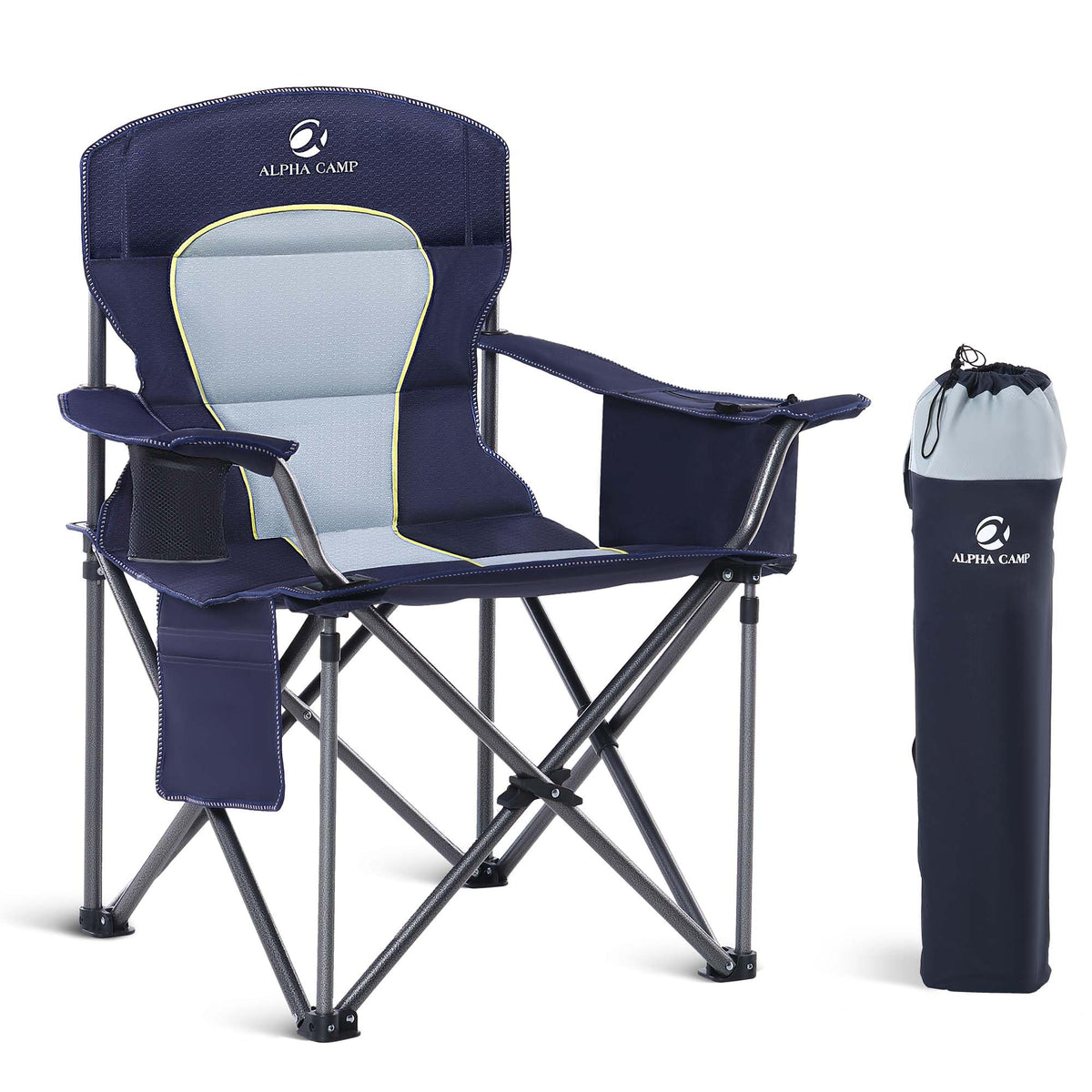 LET'S CAMP Folding Camping Chair Oversized Heavy Duty Padded Outdoor Chair