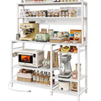 SUPERJARE Bakers Rack with Power Outlet, 35.4 Inches Coffee Bar with Basket