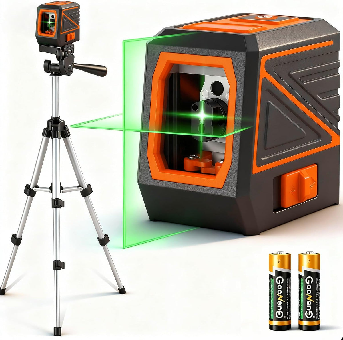 Laser Level with Tripod, 120 feet Green Cross Line Self Rotary Leveling Laser Level, Vertical and Horizontal Line, Rotatable 360 Degree, Manual Self leveling and Pulse Mode,IP54 Waterproof & Battery1