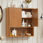 LEYAOYAO 68" Modern Fluted Over The Toilet Storage Cabinet, a Sliding Door