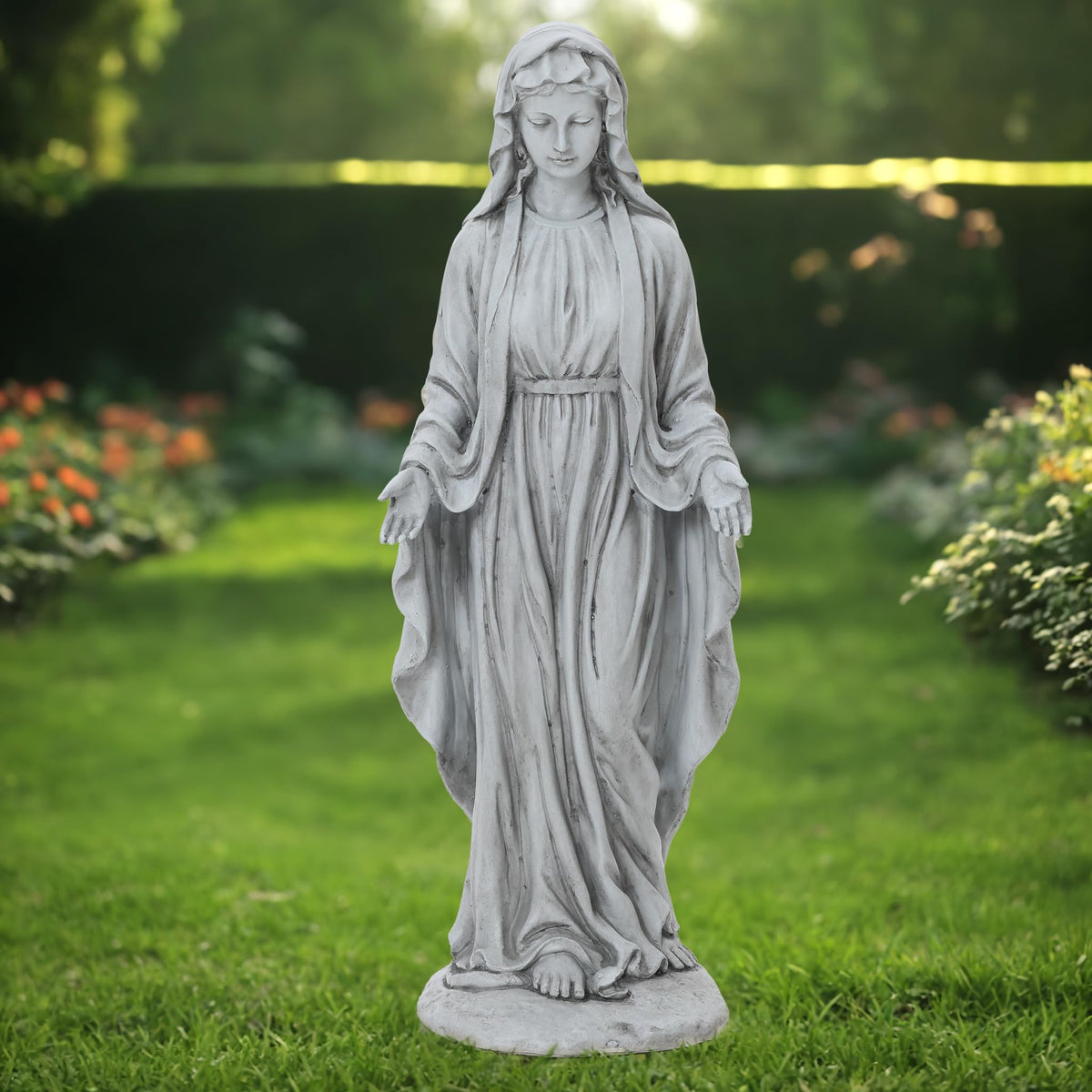 LuxenHome Virgin Mary Statue Outdoor, 29.5'' Large Outdoor Garden Statues