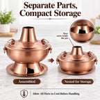 Charcoal Hot Pot, Chinese Charcoal Hot Pot Cooker for Camping (Bronze)