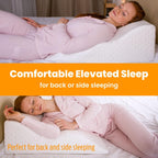 Aeris Wedge Pillow for Sleeping, Acid Reflux, and Snoring - Memory Foam Bed Wedge, 19-Degree Incline - Post-Surgery Recovery, Reading, Leg Elevation - Machine-Washable Cover