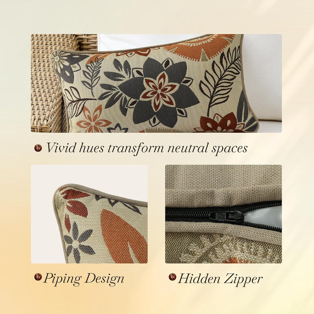 Outdoor Sunbrella Decorative Pillows Pack of 4, 20" x 12" Outdoor Pillow Set for Couch Bed Throw Patio Sofa, Airies Marble