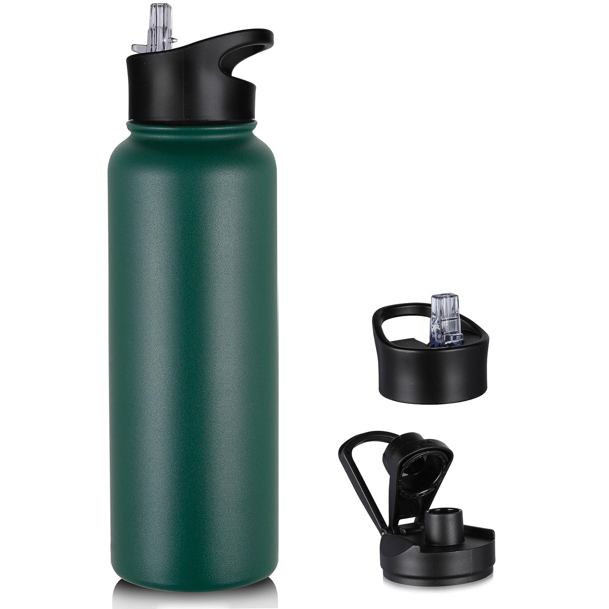 32 oz Insulated Water Bottle Bulk 8 Pack, Stainless Steel Sports Water Bottles with Straw Lid & Wide Mouth Lids, Double Walled Vacuum, Leak Proof, White