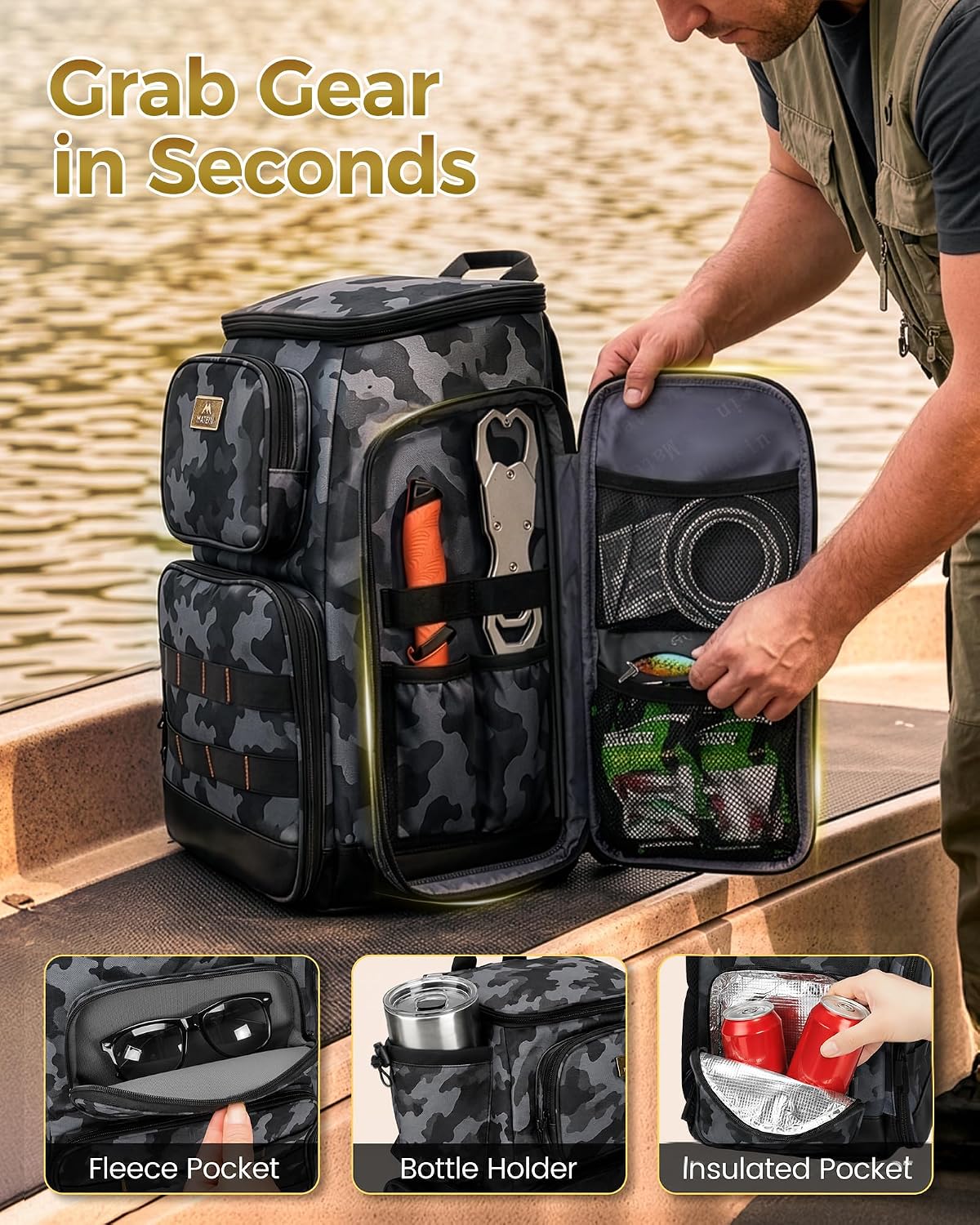 MATEIN Pro Fishing Backpack with 4 Tackle Boxes, 3600 Tackle Box Backpack