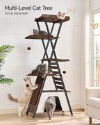 FourFurPets 72.4" Modern Cat Tree for Indoor Cats, Multi-Level Cat Condo