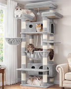 Gitelsnour Cat Tree, 74" Tower for Large Cats, Big Condo & Hammock GCT030W