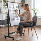 Double-Sided Magnetic Dry Erase Rolling Whiteboard on Wheels